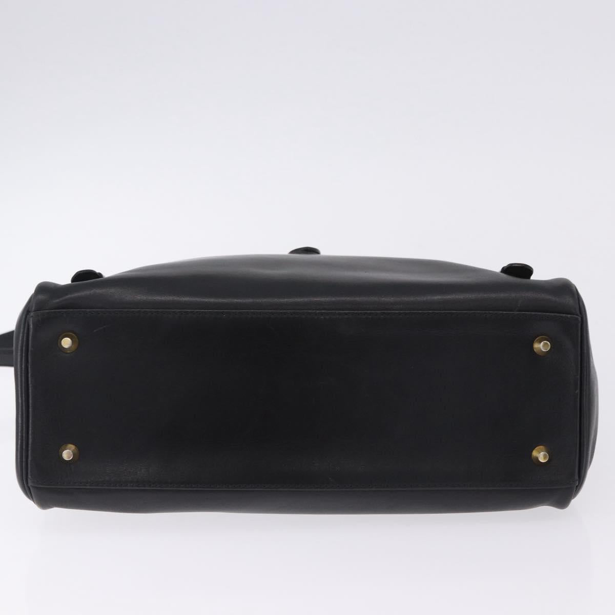 Christian Dior Hand Bag Leather 2way Black Gold Tone Auth 201324