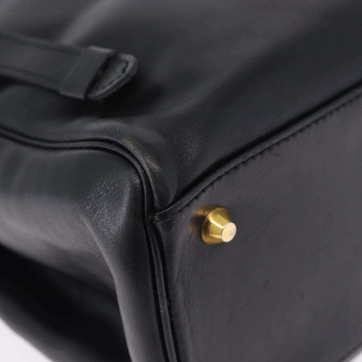Christian Dior Hand Bag Leather 2way Black Gold Tone Auth 201324