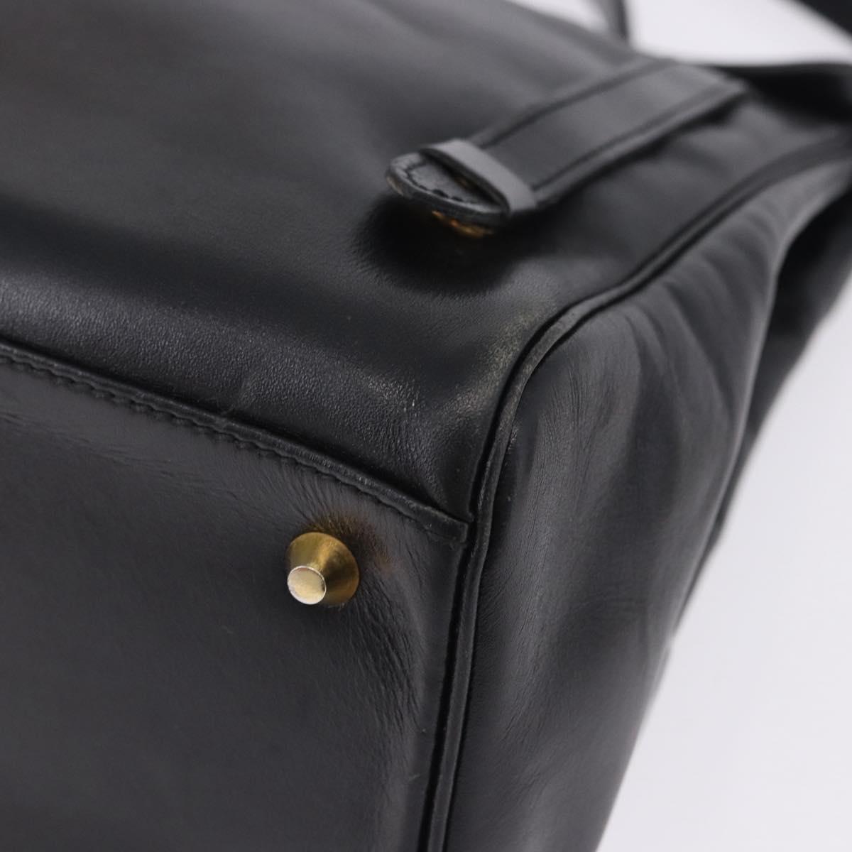 Christian Dior Hand Bag Leather 2way Black Gold Tone Auth 201324