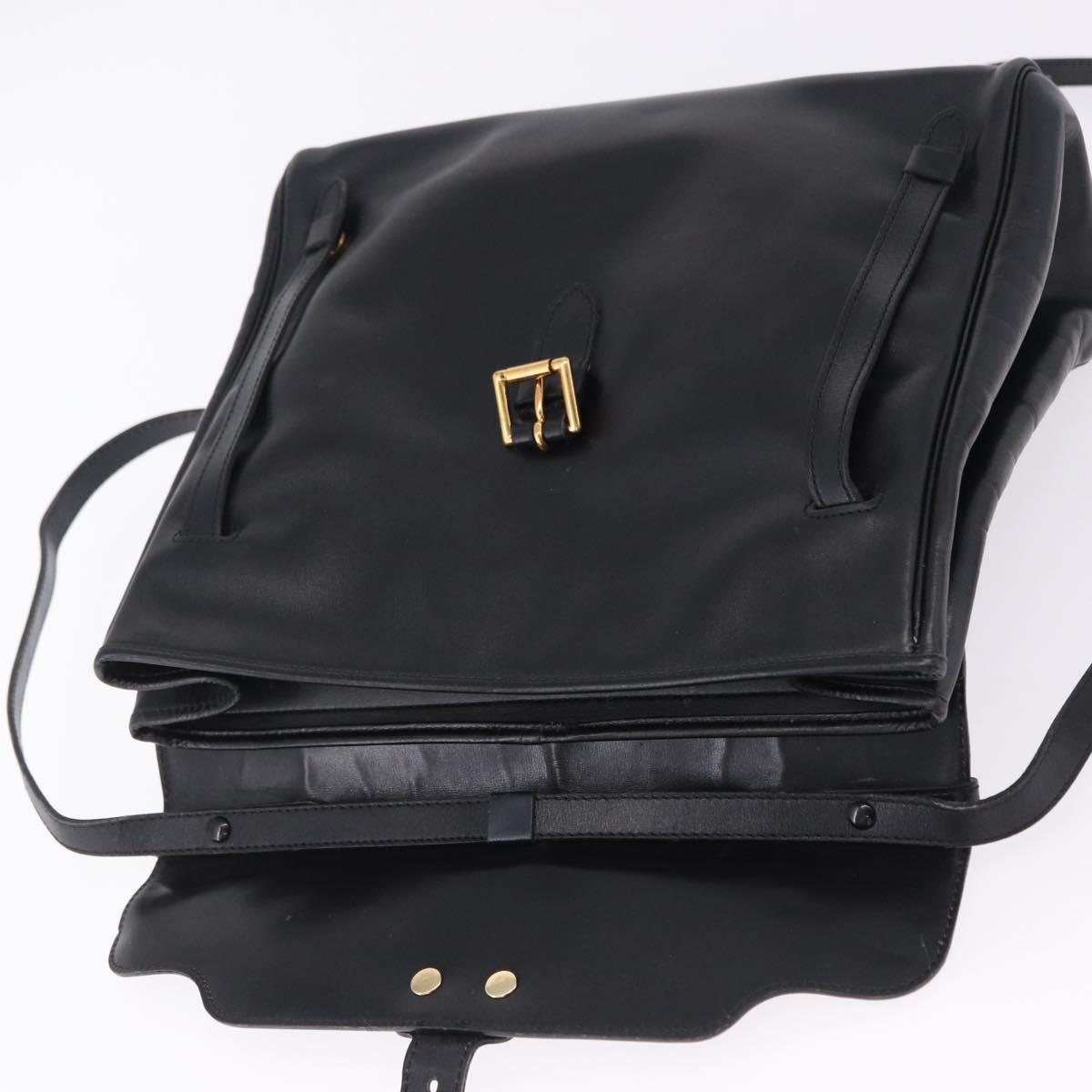 Christian Dior Hand Bag Leather 2way Black Gold Tone Auth 201324