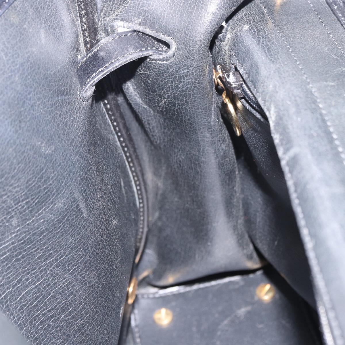 Christian Dior Hand Bag Leather 2way Black Gold Tone Auth 201324
