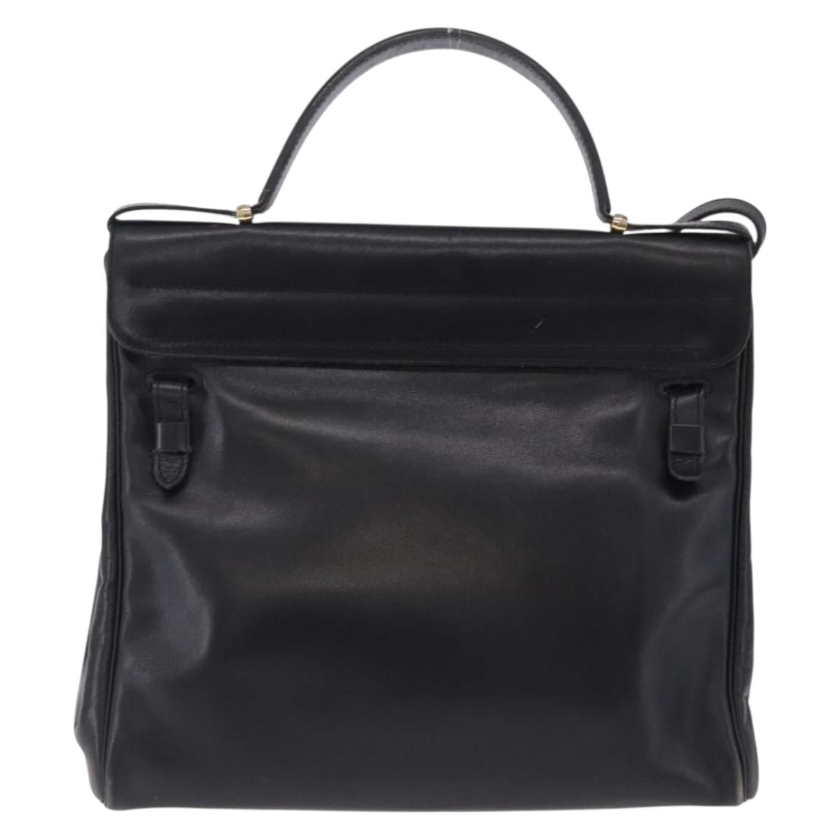 Christian Dior Hand Bag Leather 2way Black Gold Tone Auth 201324