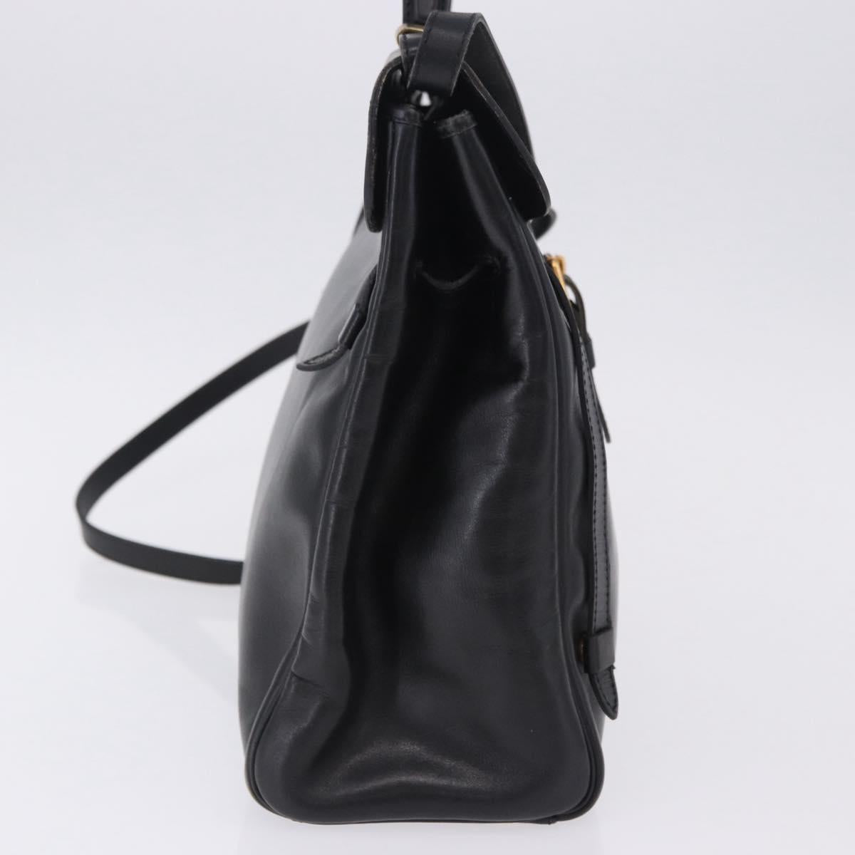 Christian Dior Hand Bag Leather 2way Black Gold Tone Auth 201324