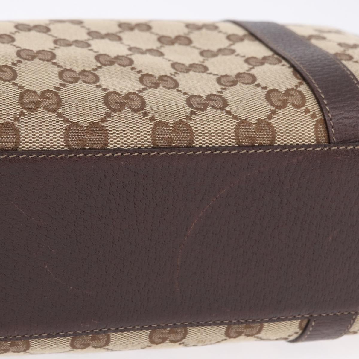 GUCCI GG Canvas Hand Bag Beige Gold Tone 130942 Auth 201326V