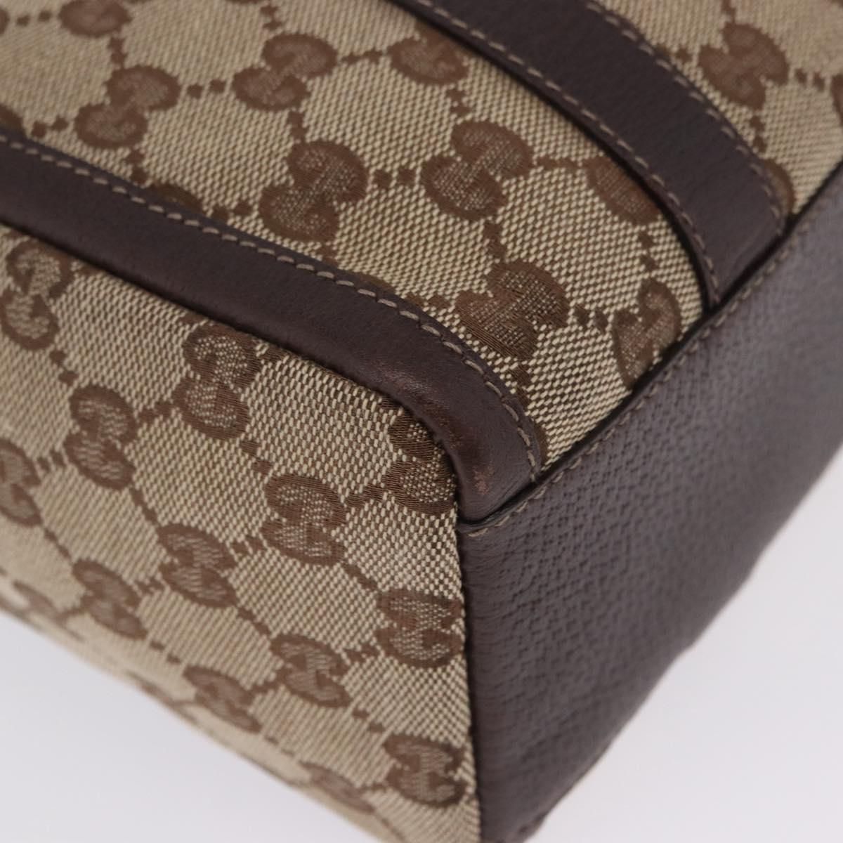 GUCCI GG Canvas Hand Bag Beige Gold Tone 130942 Auth 201326V
