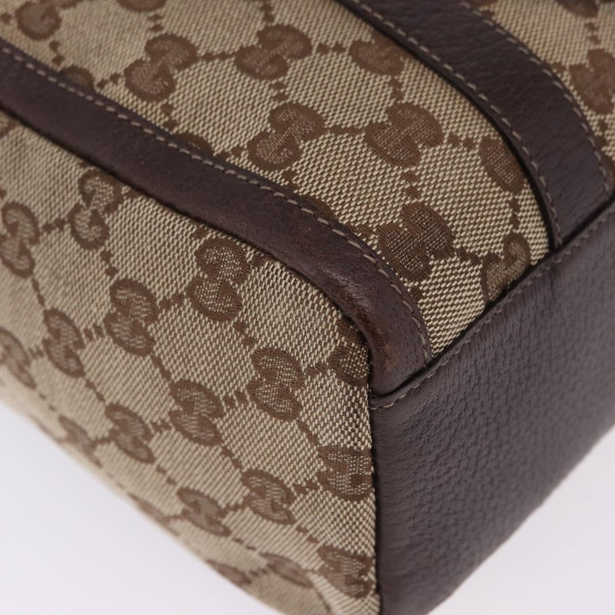 GUCCI GG Canvas Hand Bag Beige Gold Tone 130942 Auth 201326V