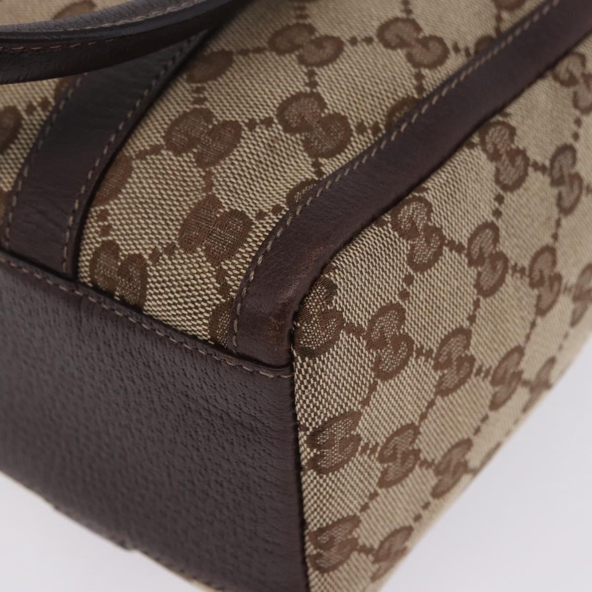 GUCCI GG Canvas Hand Bag Beige Gold Tone 130942 Auth 201326V