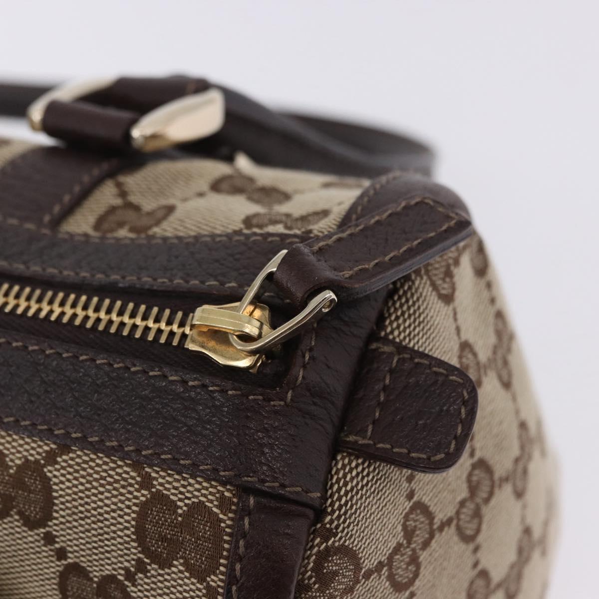 GUCCI GG Canvas Hand Bag Beige Gold Tone 130942 Auth 201326V