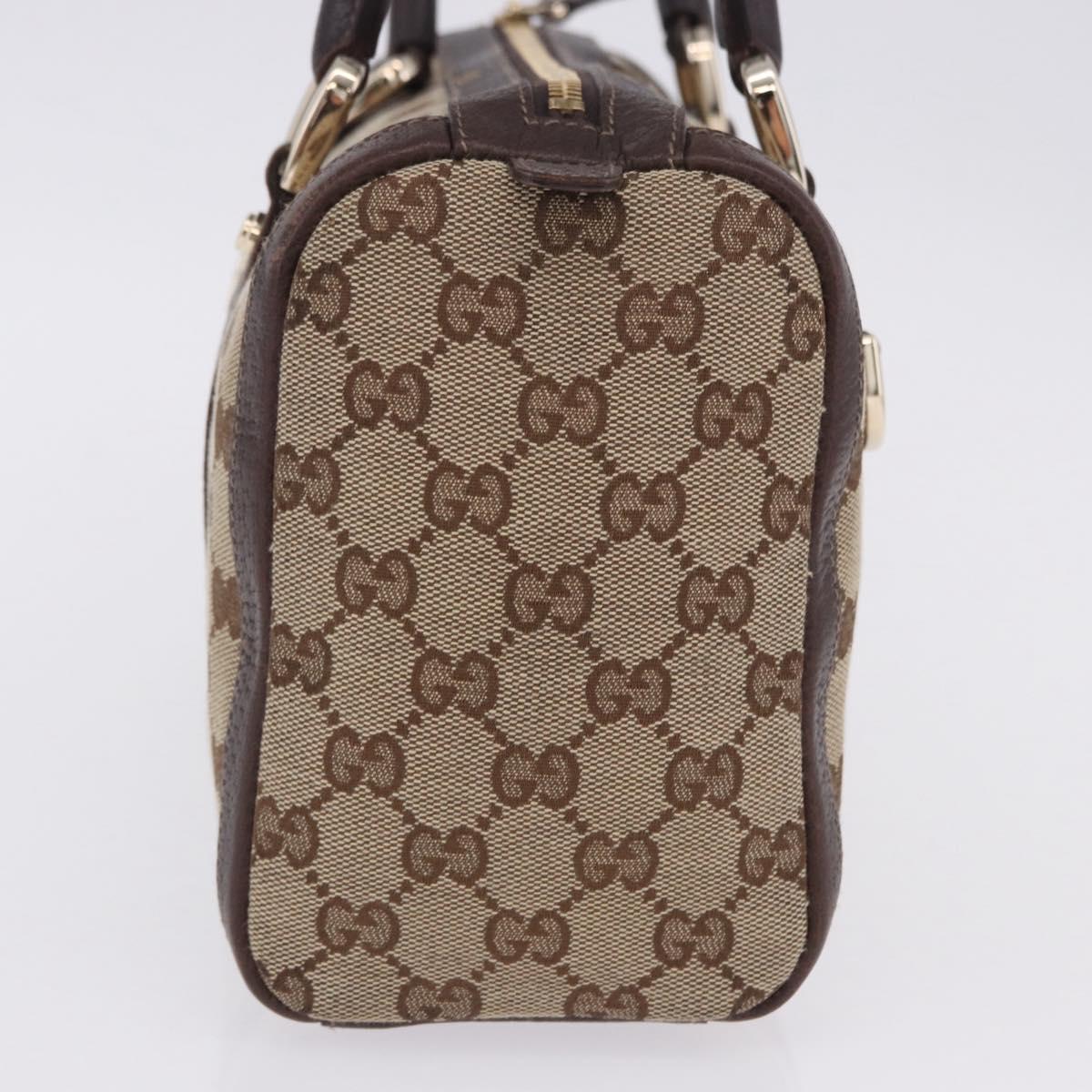 GUCCI GG Canvas Hand Bag Beige Gold Tone 130942 Auth 201326V