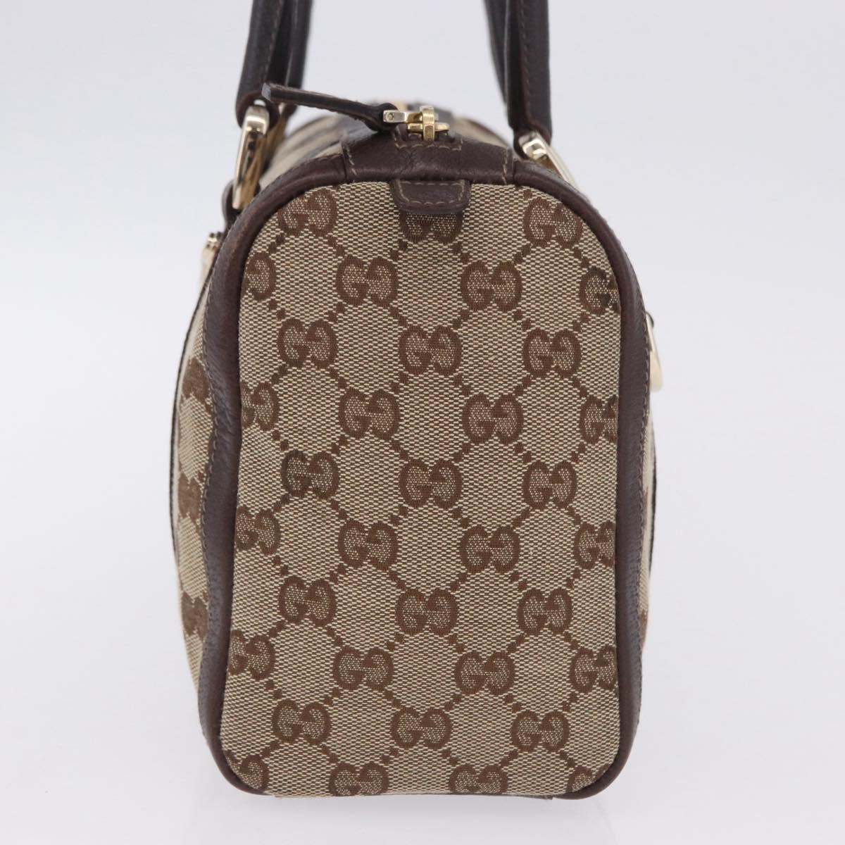 GUCCI GG Canvas Hand Bag Beige Gold Tone 130942 Auth 201326V