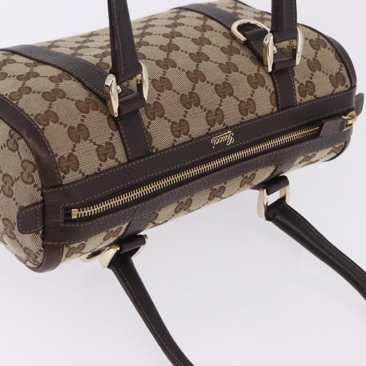 GUCCI GG Canvas Hand Bag Beige Gold Tone 130942 Auth 201326V