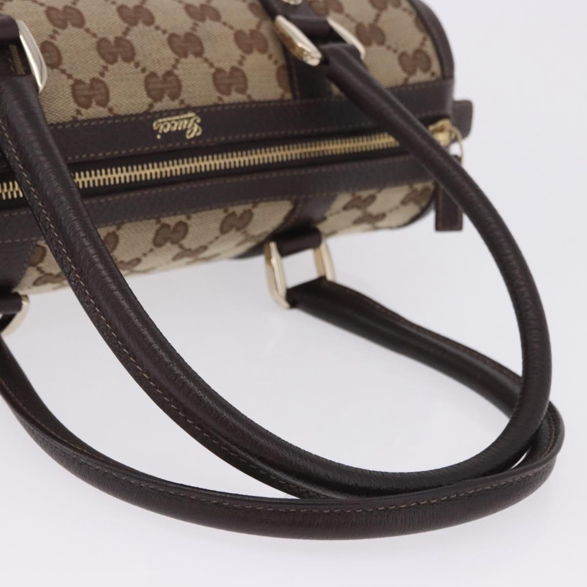 GUCCI GG Canvas Hand Bag Beige Gold Tone 130942 Auth 201326V
