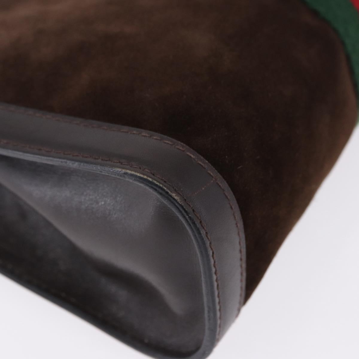 GUCCI Clutch Bag Suede Brown Gold Tone Auth 201327A
