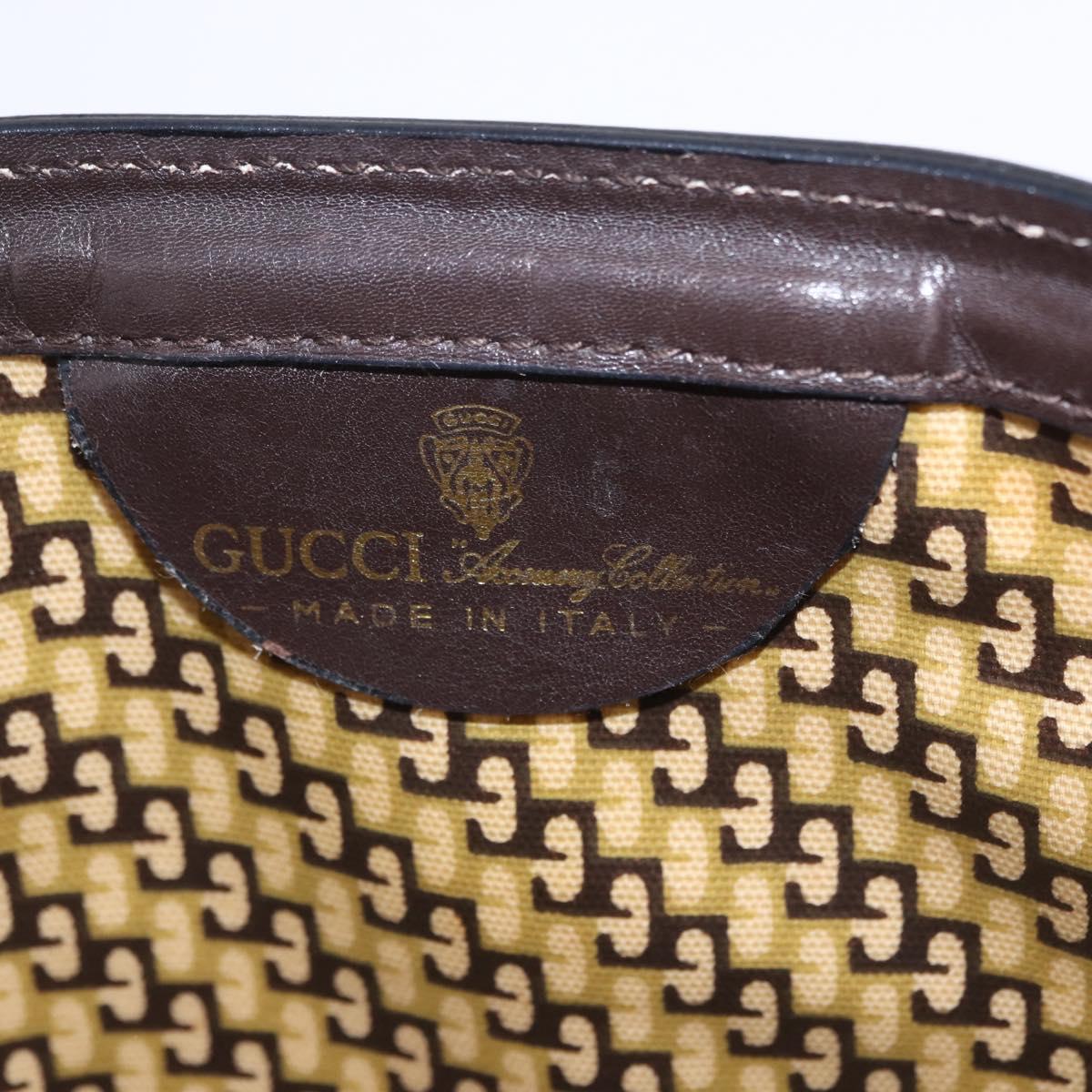 GUCCI Clutch Bag Suede Brown Gold Tone Auth 201327A