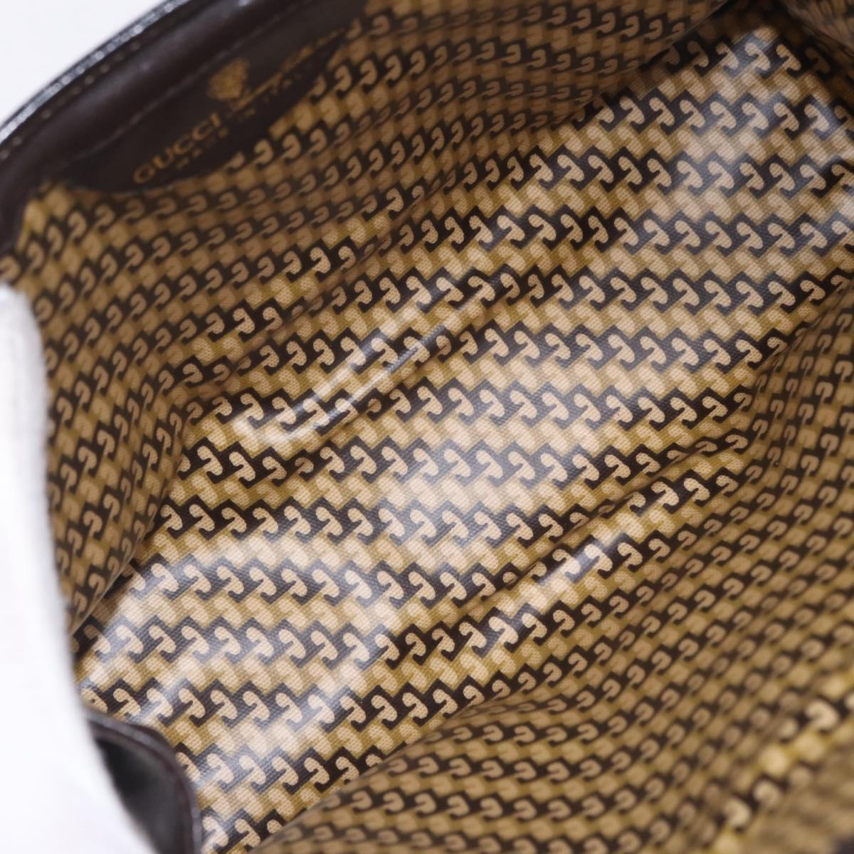 GUCCI Clutch Bag Suede Brown Gold Tone Auth 201327A
