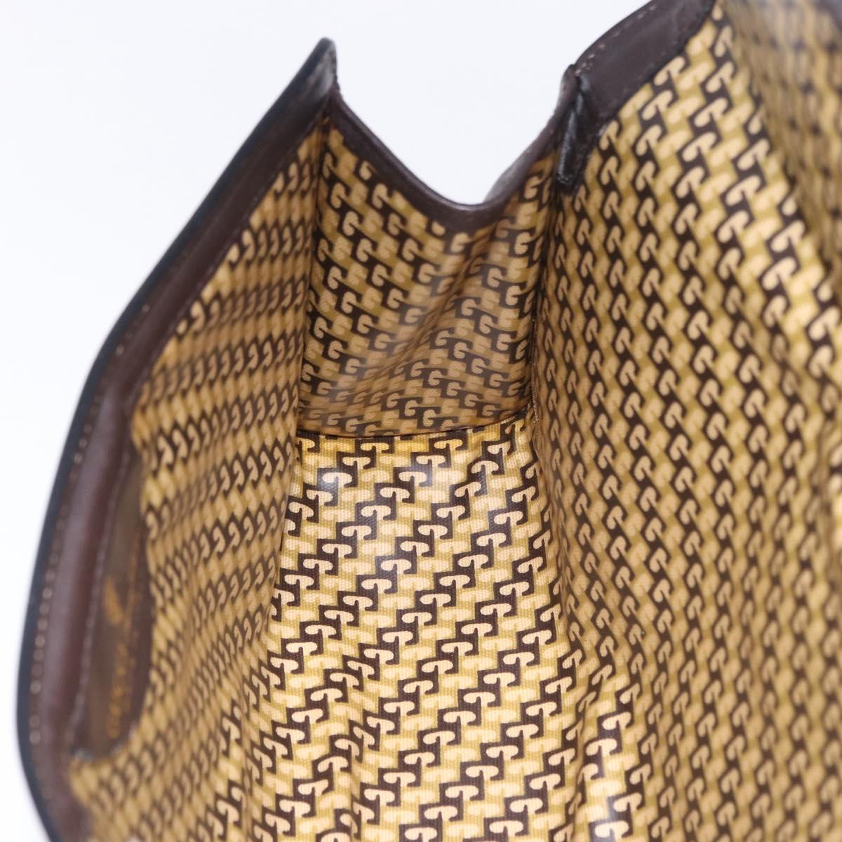 GUCCI Clutch Bag Suede Brown Gold Tone Auth 201327A