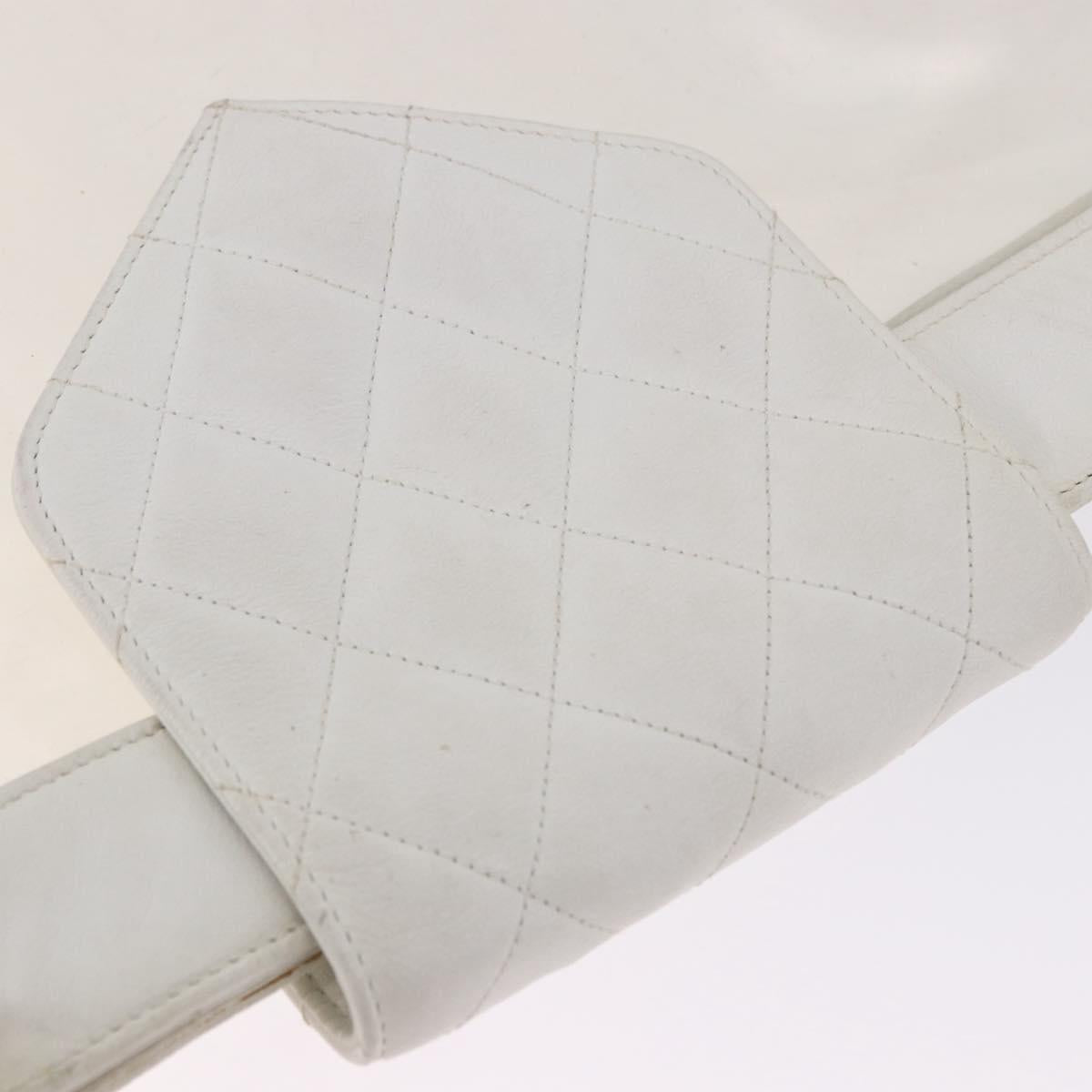 CHANEL Matelasse Chain Shoulder Bag Vinyl White Gold Tone CC Auth 201328