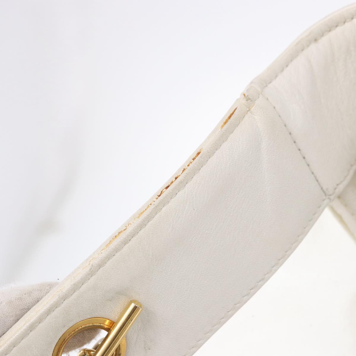 CHANEL Matelasse Chain Shoulder Bag Vinyl White Gold Tone CC Auth 201328