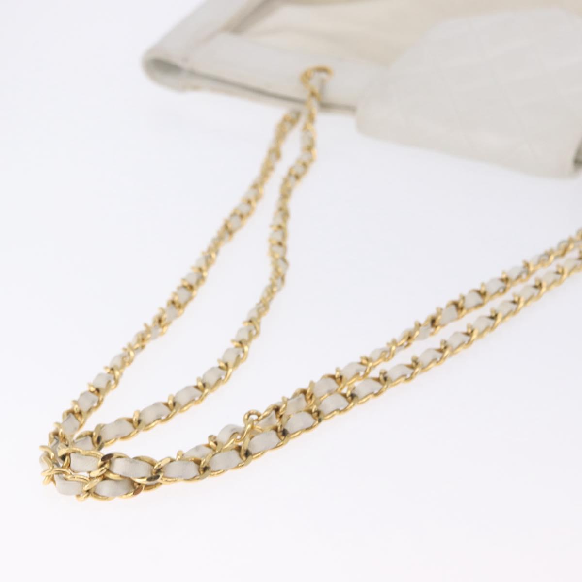 CHANEL Matelasse Chain Shoulder Bag Vinyl White Gold Tone CC Auth 201328