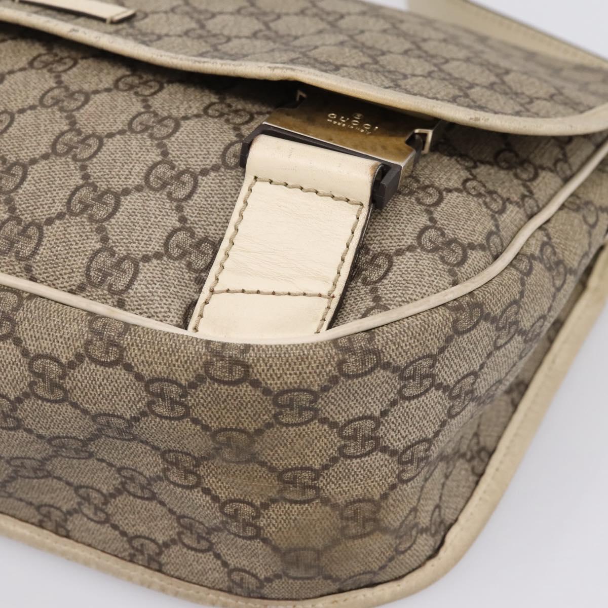 GUCCI GG Supreme Shoulder Bag PVC Beige Silver 201732 Auth 201340