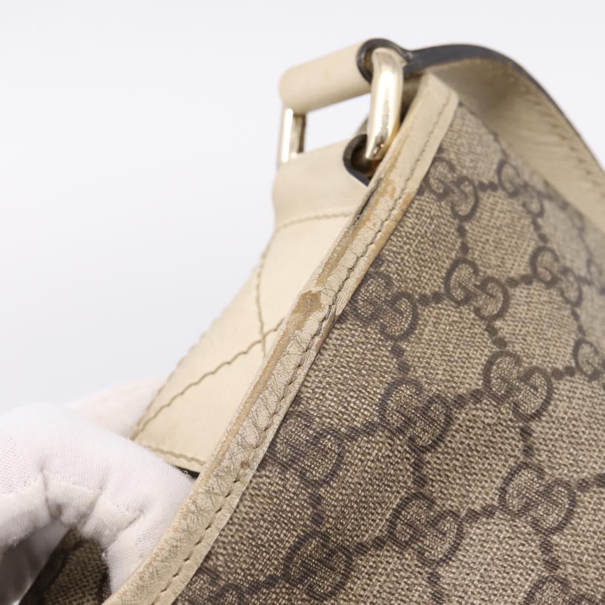 GUCCI GG Supreme Shoulder Bag PVC Beige Silver 201732 Auth 201340