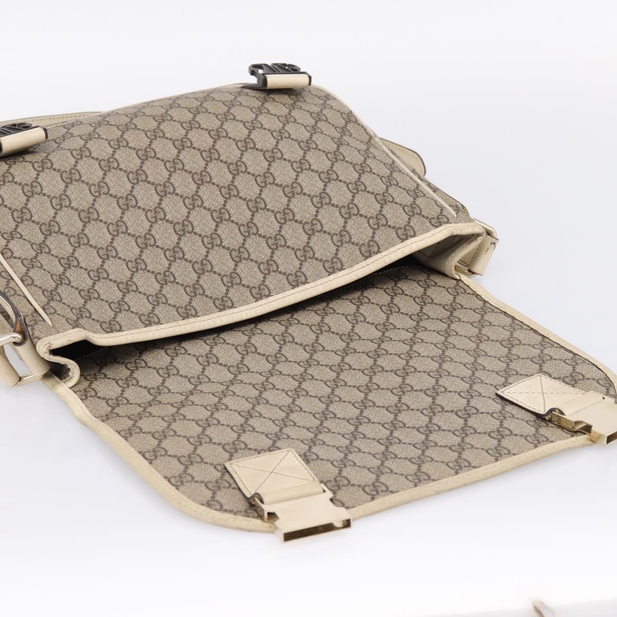 GUCCI GG Supreme Shoulder Bag PVC Beige Silver 201732 Auth 201340
