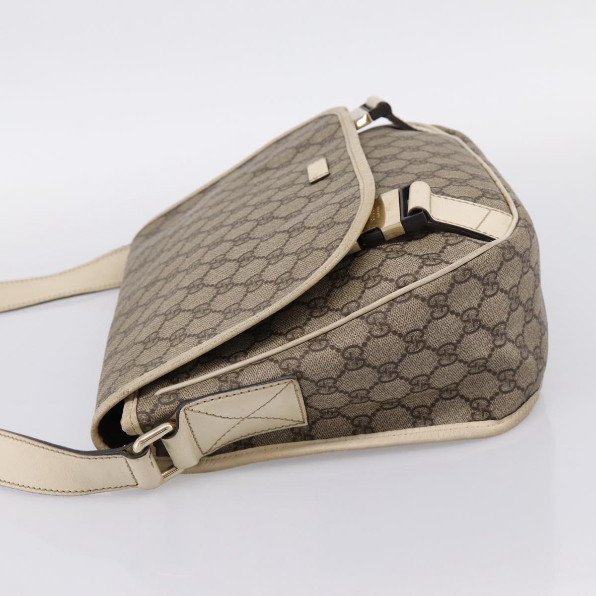 GUCCI GG Supreme Shoulder Bag PVC Beige Silver 201732 Auth 201340