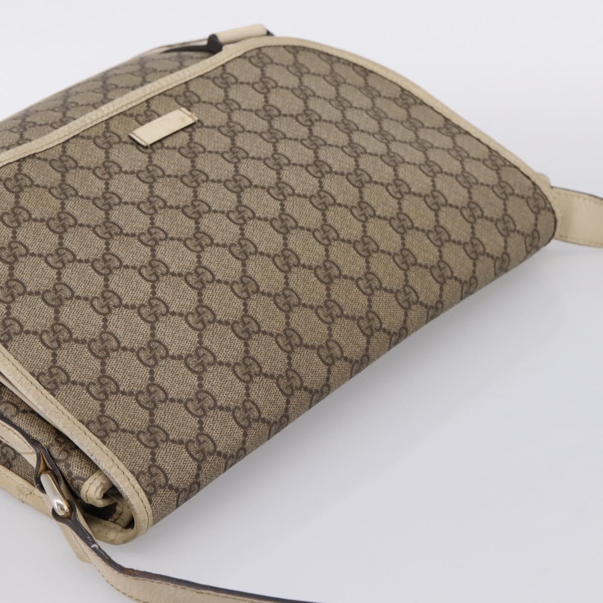 GUCCI GG Supreme Shoulder Bag PVC Beige Silver 201732 Auth 201340