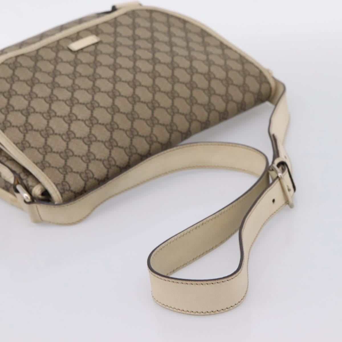 GUCCI GG Supreme Shoulder Bag PVC Beige Silver 201732 Auth 201340