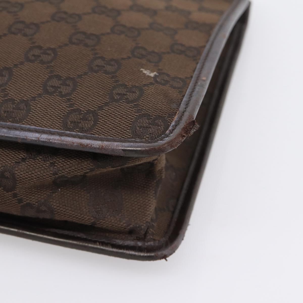 GUCCI GG Canvas Shoulder Bag Brown Gold 91762 Auth 201343