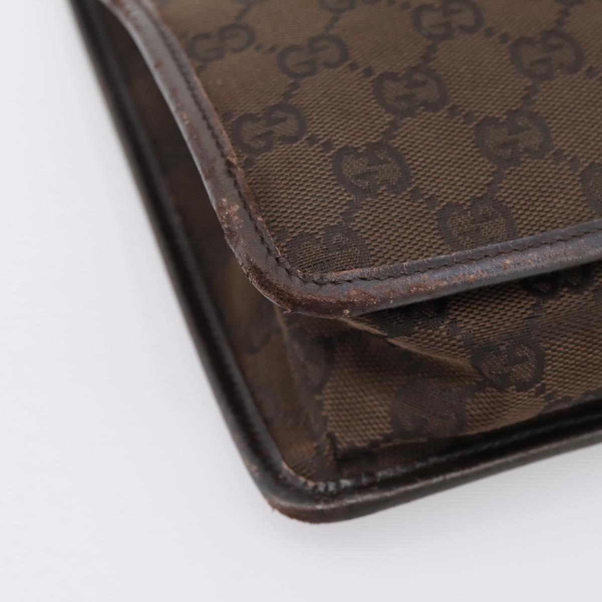 GUCCI GG Canvas Shoulder Bag Brown Gold 91762 Auth 201343