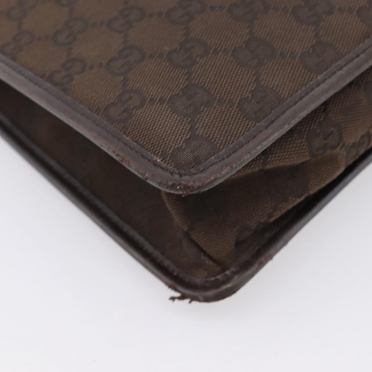 GUCCI GG Canvas Shoulder Bag Brown Gold 91762 Auth 201343