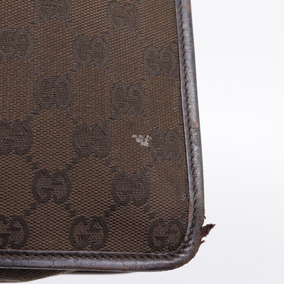 GUCCI GG Canvas Shoulder Bag Brown Gold 91762 Auth 201343