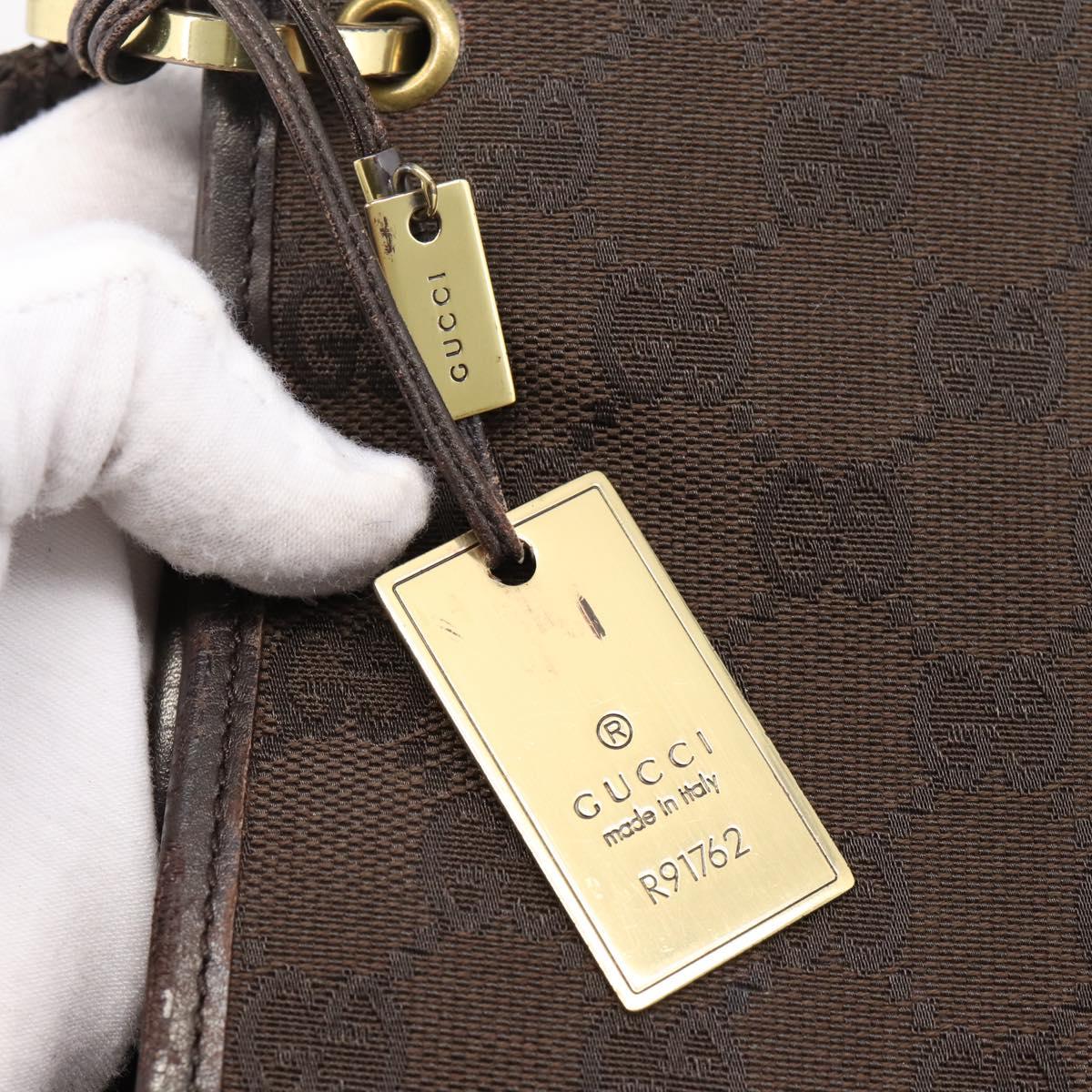 GUCCI GG Canvas Shoulder Bag Brown Gold 91762 Auth 201343