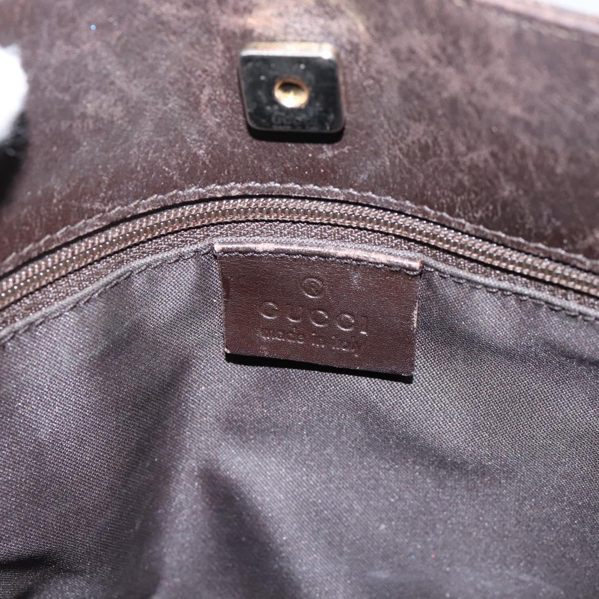 GUCCI GG Canvas Shoulder Bag Brown Gold 91762 Auth 201343
