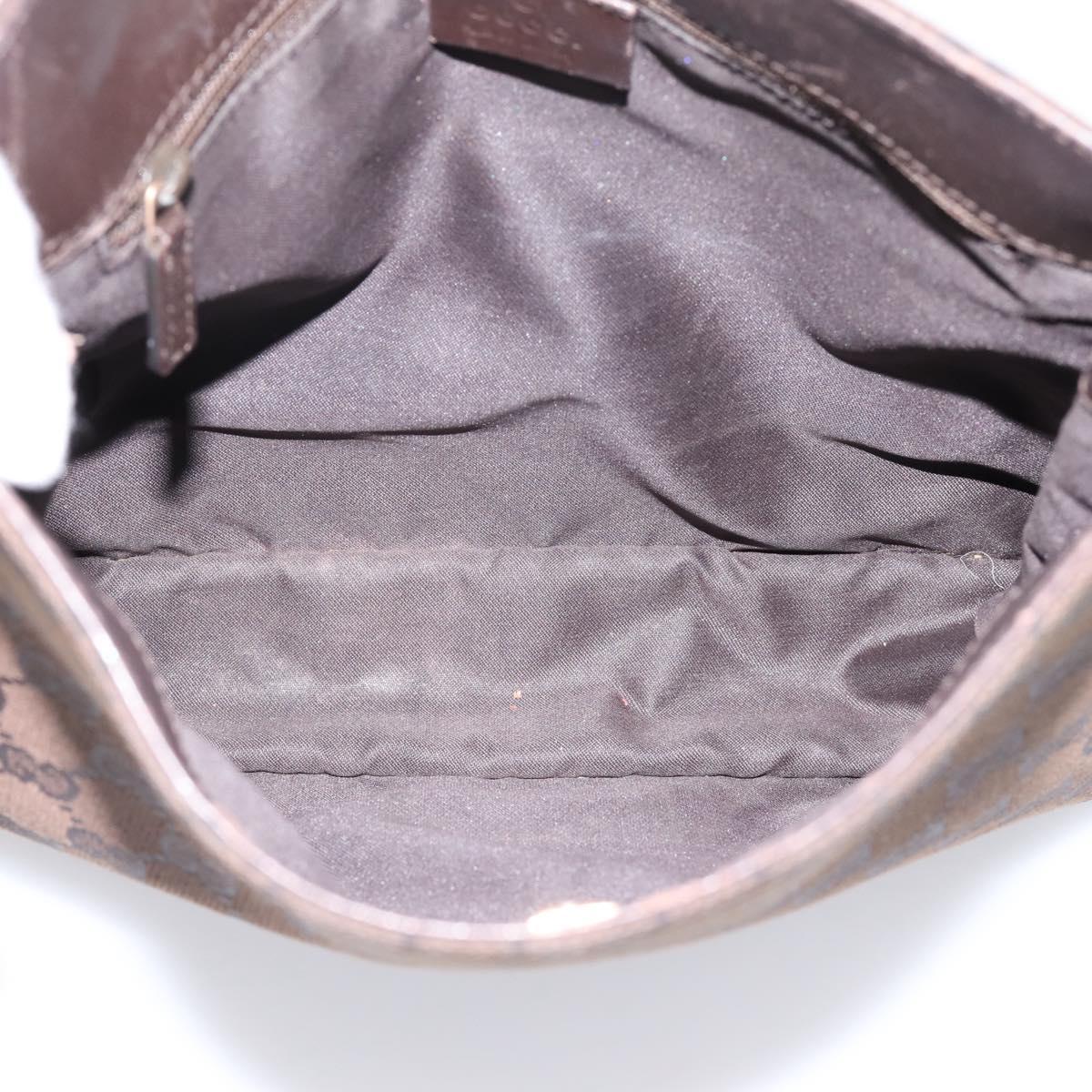 GUCCI GG Canvas Shoulder Bag Brown Gold 91762 Auth 201343