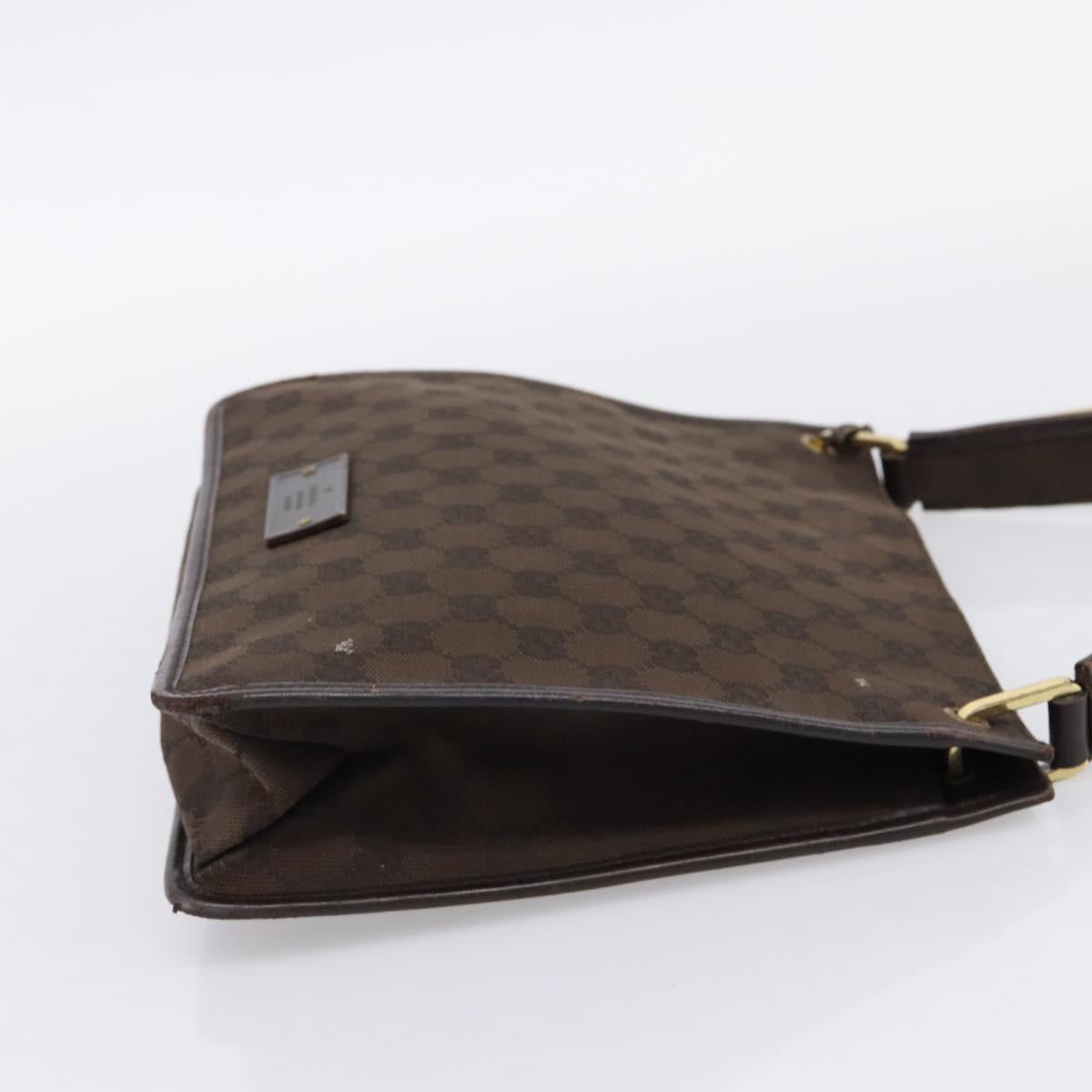 GUCCI GG Canvas Shoulder Bag Brown Gold 91762 Auth 201343
