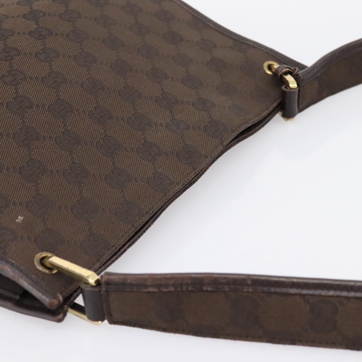 GUCCI GG Canvas Shoulder Bag Brown Gold 91762 Auth 201343