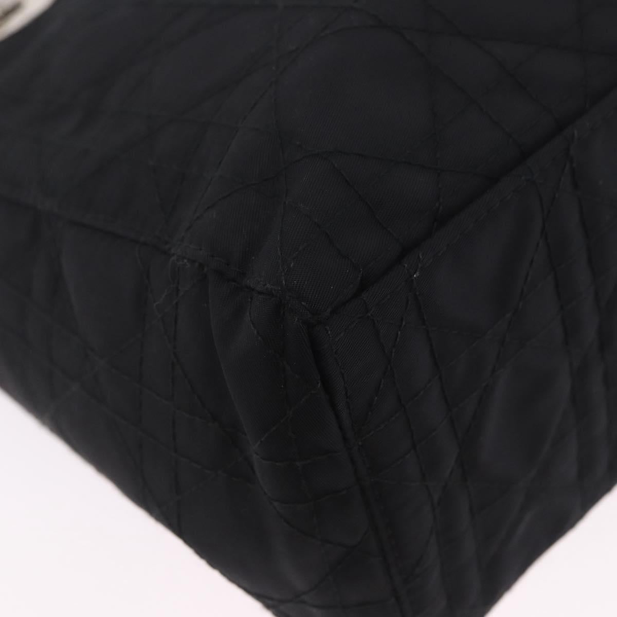 Christian Dior Lady Dior Canage Hand Bag Nylon Black Silver Auth 201347