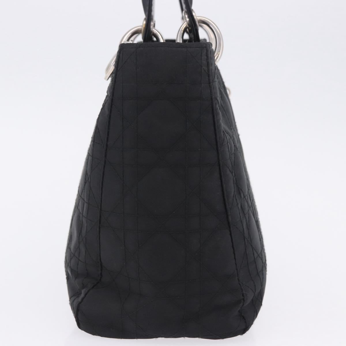 Christian Dior Lady Dior Canage Hand Bag Nylon Black Silver Auth 201347