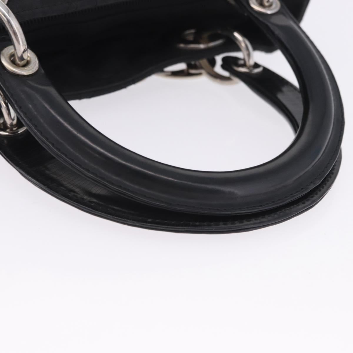 Christian Dior Lady Dior Canage Hand Bag Nylon Black Silver Auth 201347