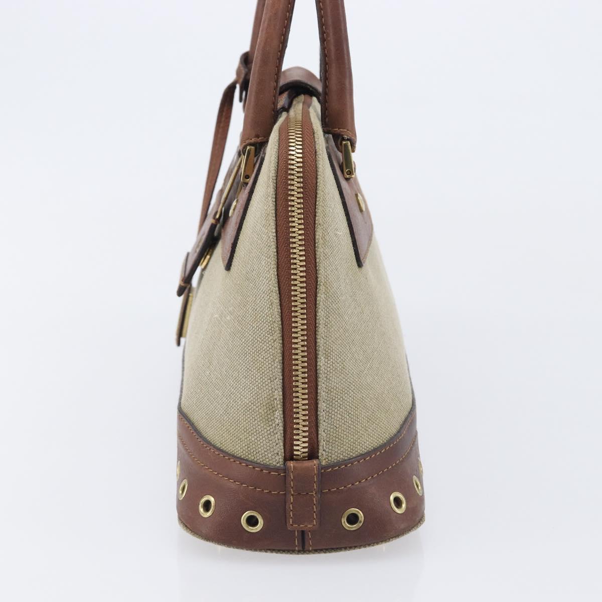 Christian Dior Straight Chic Hand Bag Canvas Beige Gold Auth 201348