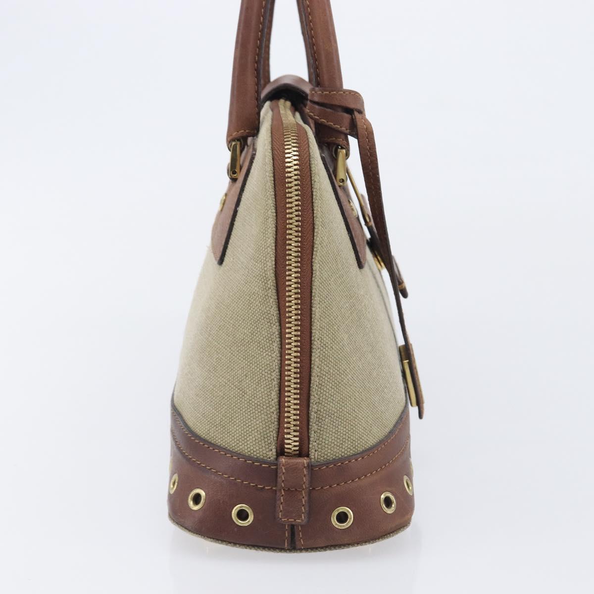 Christian Dior Straight Chic Hand Bag Canvas Beige Gold Auth 201348