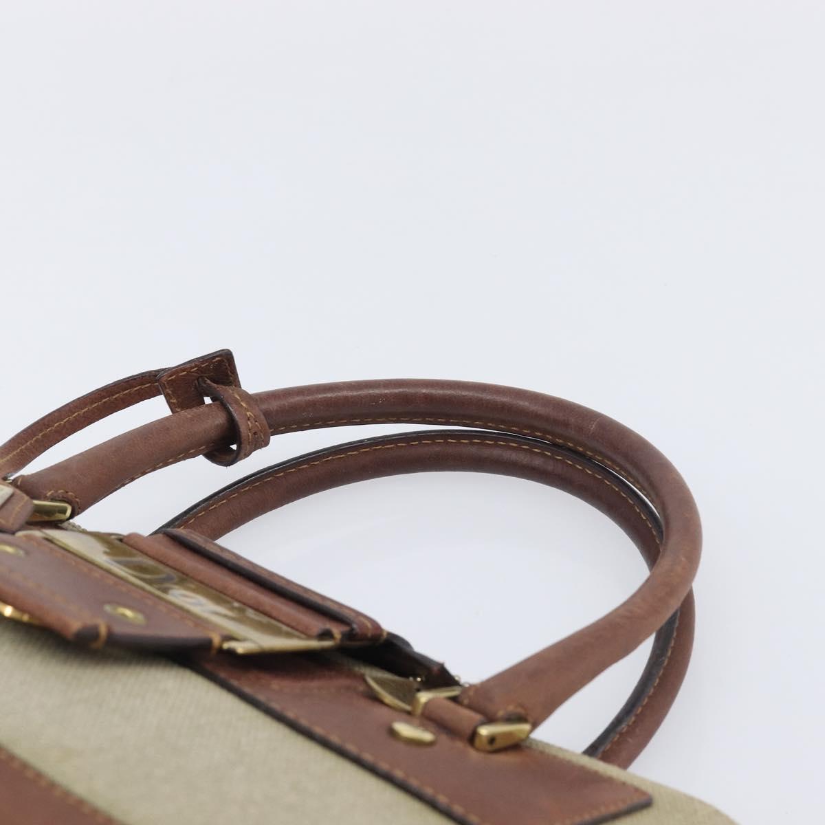 Christian Dior Straight Chic Hand Bag Canvas Beige Gold Auth 201348