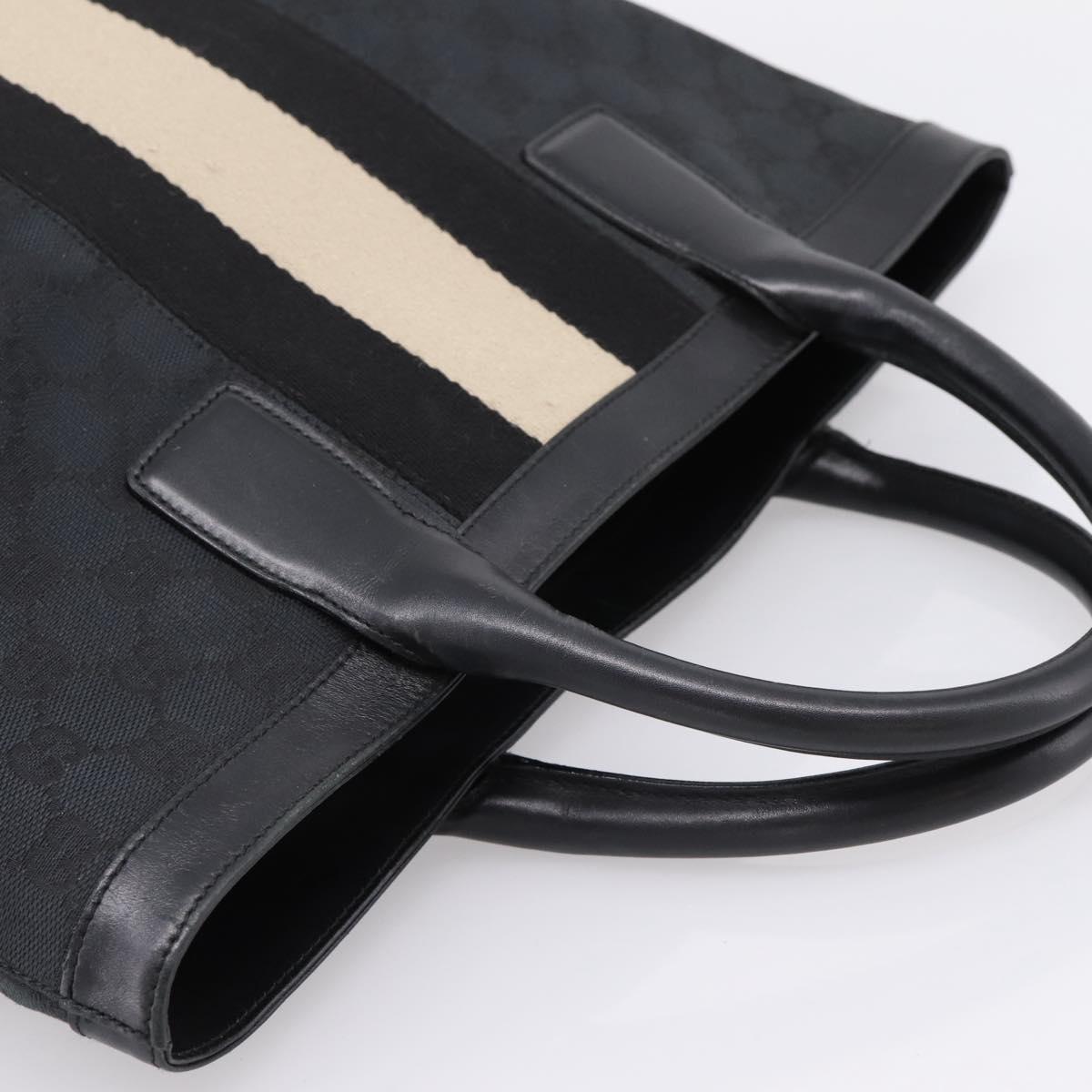 GUCCI GG Canvas Hand Bag Black Silver 002 1093 3444 Auth 201351