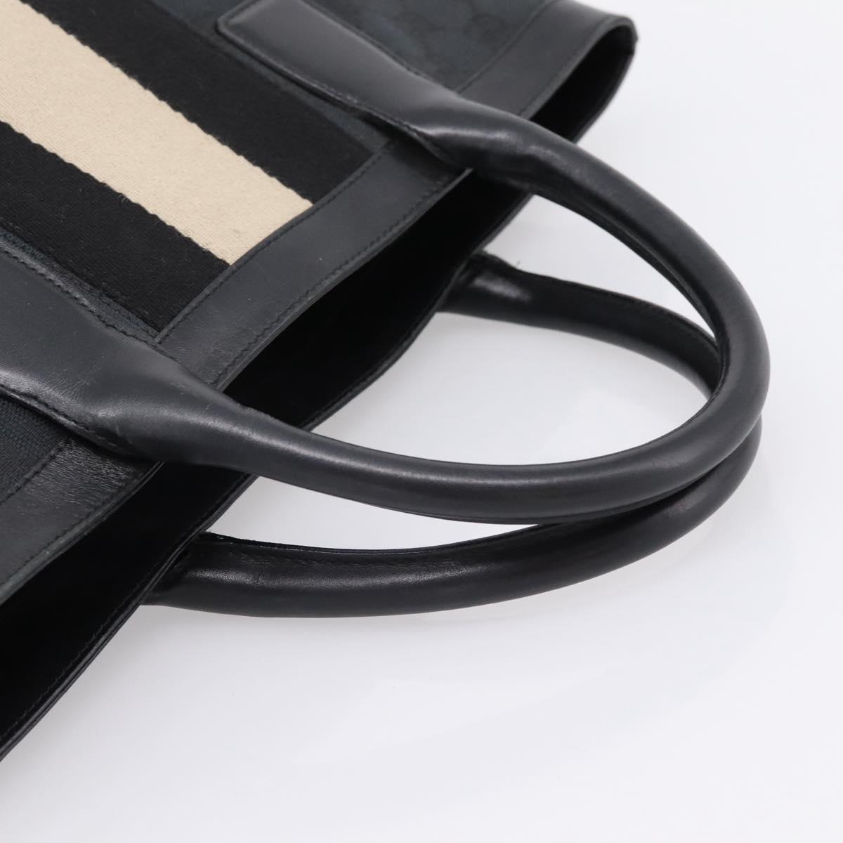 GUCCI GG Canvas Hand Bag Black Silver 002 1093 3444 Auth 201351