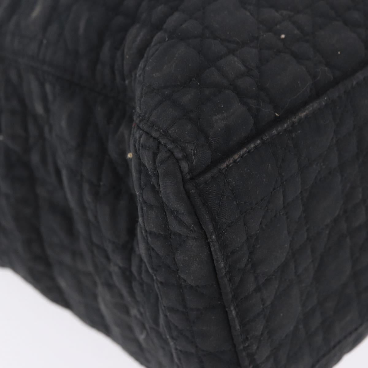 Christian Dior Lady Dior Canage Hand Bag Canvas Black Gold Auth 201352