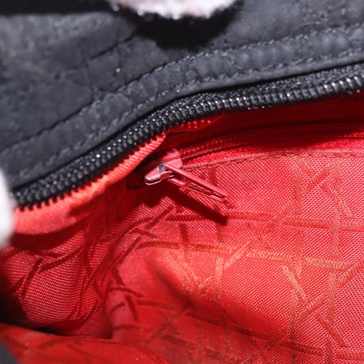 Christian Dior Lady Dior Canage Hand Bag Canvas Black Gold Auth 201352