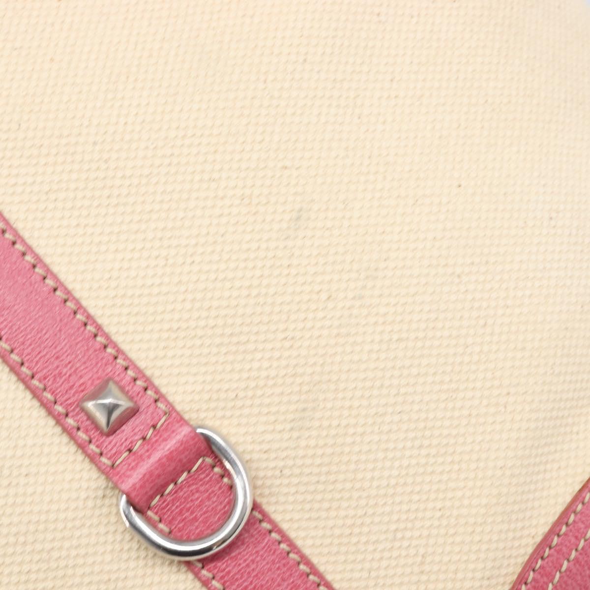 PRADA Tote Bag Canvas Ivory Silver Auth 201353V