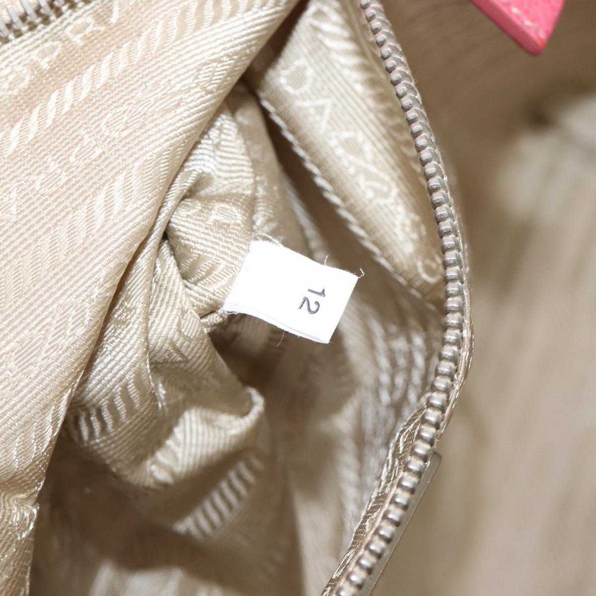 PRADA Tote Bag Canvas Ivory Silver Auth 201353V